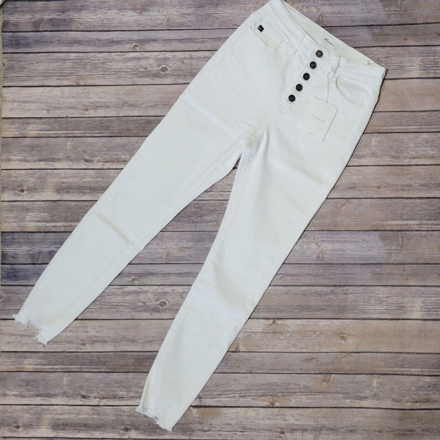 KANCAN KC7273WT Super High Rise Button Fly White Skinny Jeans - jeans - dalia + jade 