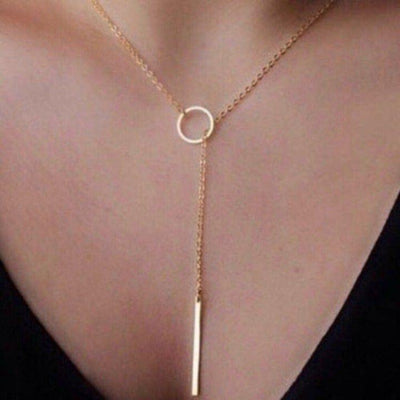 Gold Circle Lariat Bar Necklace - Accessories - dalia + jade 