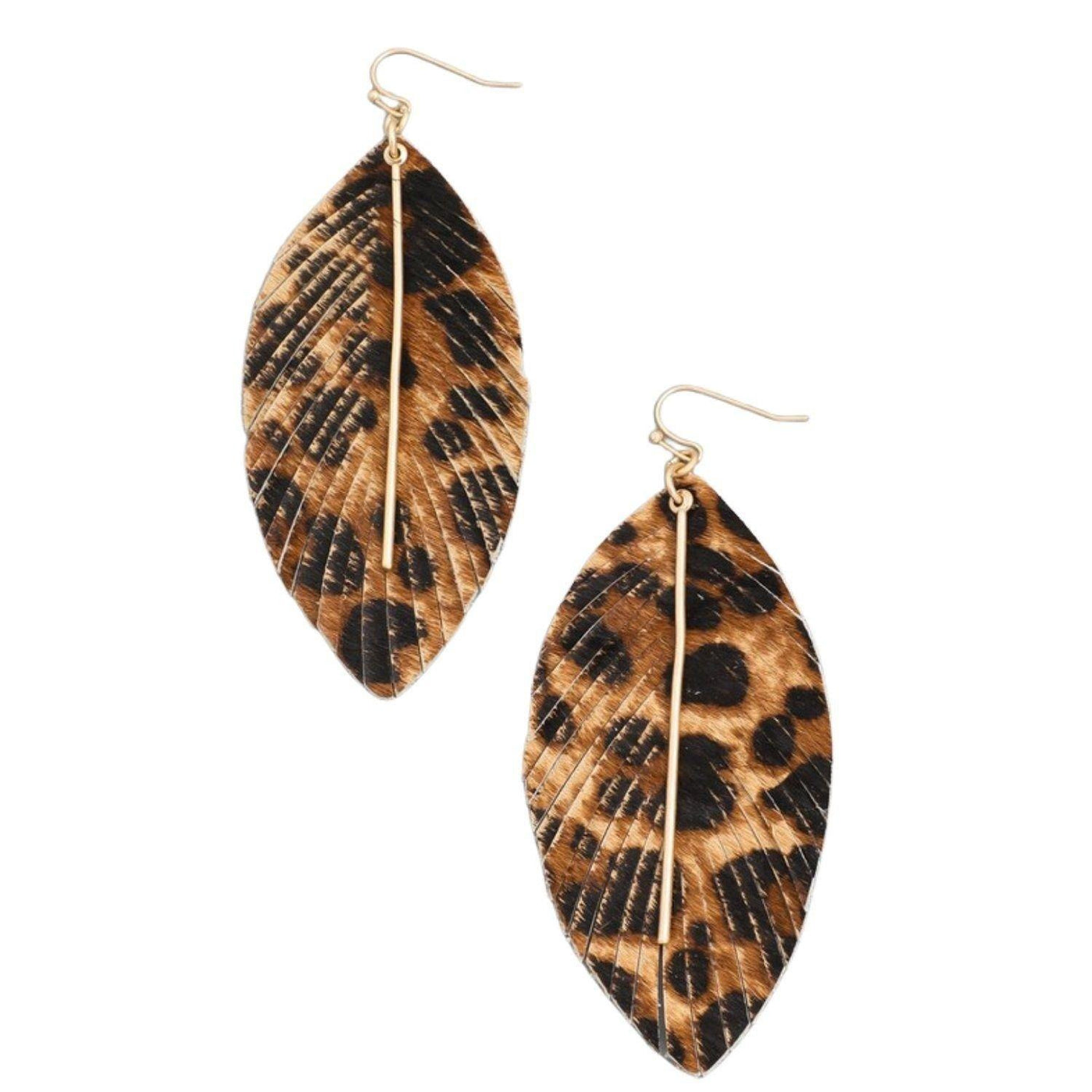 Lightweight Animal Print Feather Dangle Drop Earrings - Accessories - dalia + jade 