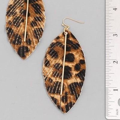 Lightweight Animal Print Feather Dangle Drop Earrings - Accessories - dalia + jade 