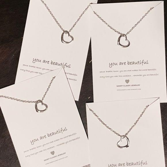 Silver Heart Necklace with Sentimental Message Card - Accessories - dalia + jade 