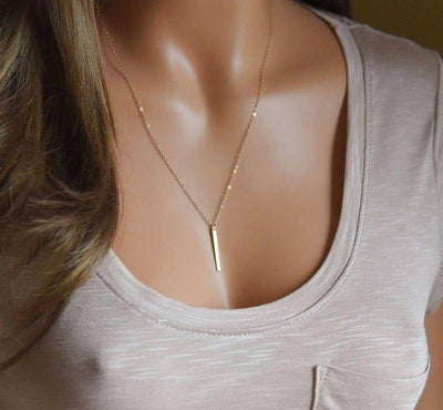 Gold Tone Vertical Bar Necklace - Accessories - dalia + jade 